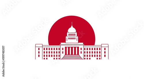 White building with central dome.