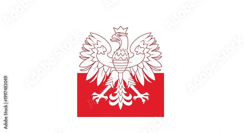 White eagle on red background symbol.