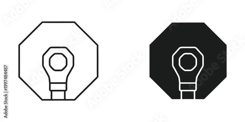 Contrast between light bulb icons on contrasting background shapes