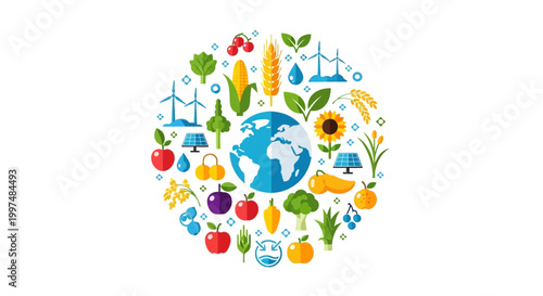 Global Sustainable Agriculture & Renewable Energy Circle: Earth's Food Security & Eco-Friendly Future