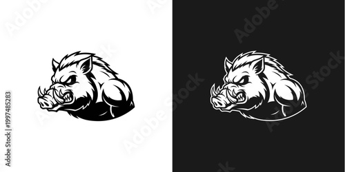 Boar head illustration bold style