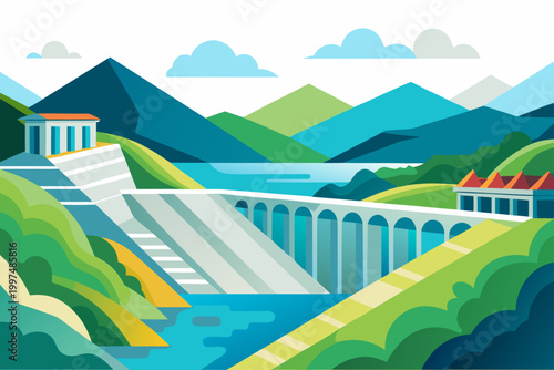 Three Gorges Dam Viewed from High Vantage Point