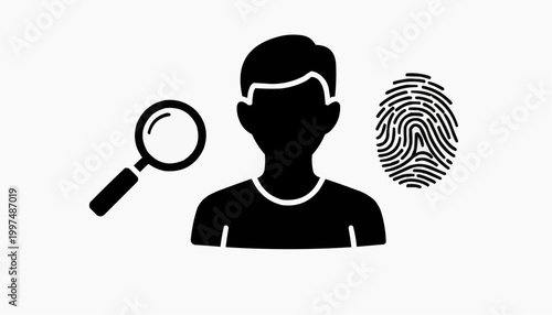Biometric Identification and Forensic Investigation Icon Set