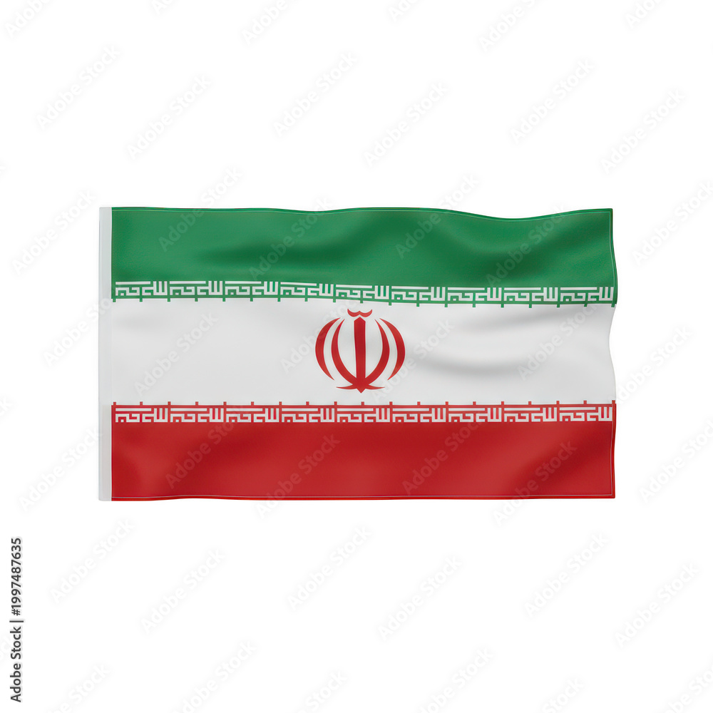Naklejka premium Waving national flag of iran isolated on a transparent background