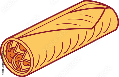 Indian Street Kathi Roll Food Serving Style. Realistic Kathi Roll Spiced Wrap Food Concept. Kathi Roll Indian Cuisine Street Snack Scene. Realistic Indian Kathi Roll Food Wrap Plate. Kathi Roll