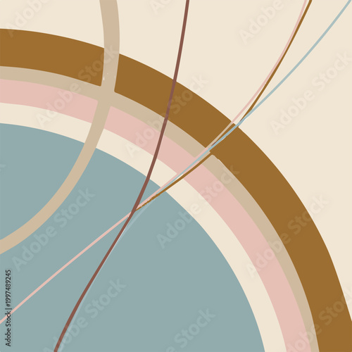 Modern abstract background illustration with flowing curved lines and organic shapes in warm earthy tones and soft pastels