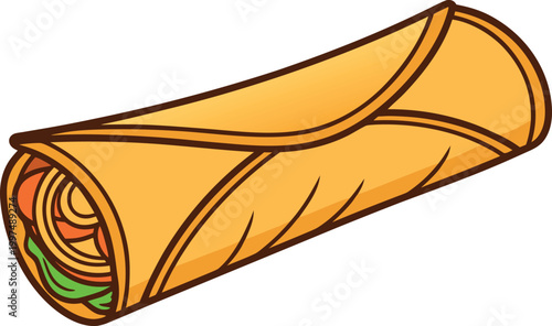 Realistic Kathi Roll Indian Street Food Scene. Kathi Roll Wrapped Indian Food Serving Concept. Indian Kathi Roll Spicy Street Food Wrap. Realistic Kathi Roll Roll Wrap Food Plate. Kathi Roll Tradition