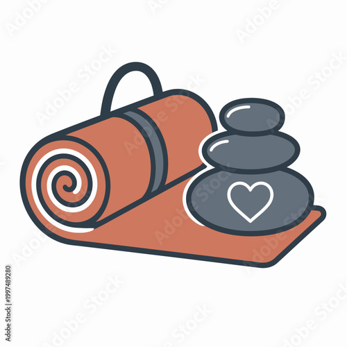 Yoga Mat and Massage Stones with Heart Icon Father's Day Hari Ayah Fatherhood Dad Papa Father Parent