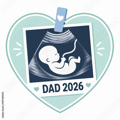 Ultrasound Photo Of Baby With "Dad 2026" Text Father's Day Hari Ayah Fatherhood Dad Papa Father Pare