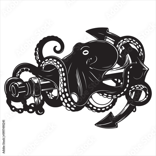 A detailed illustration of a human hand holding a paintbrush, actively creating a striking silhouette of a dense evergreen forest, symbolizing artistic creation and environmental harmony