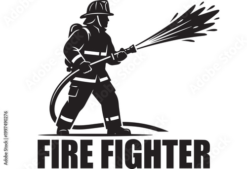 Firefighter Spraying Water 