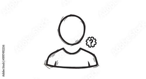 Doodle of a person with a question mark symbol indicating confusion.