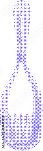 Abstract purple teardrop shape formed from small dots on a white background