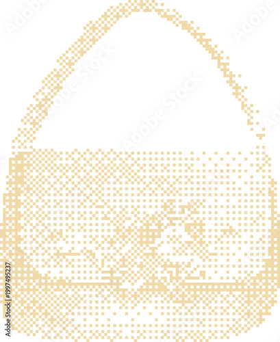 Beige shoulder bag with strap on a white background with soft diffused lighting