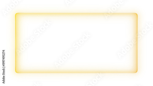 Glowing Golden Horizontal Rectangle Frame, Digital Dot Particles, Glowing Dot Grid Geometric Shape Border, PNG Transparent Background