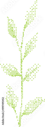 Green seedling sprout with delicate leaves against a white background in a minimalist graphic style