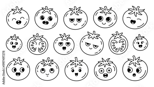 Collection of diverse emoji-style icons showing happy human faces with different emotions and activities Vector