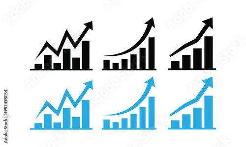 Growth charts and graphs visualizing progress and financial trends silhouette