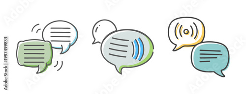 Text to speech icons with speech bubbles, communication and voice technology concept
