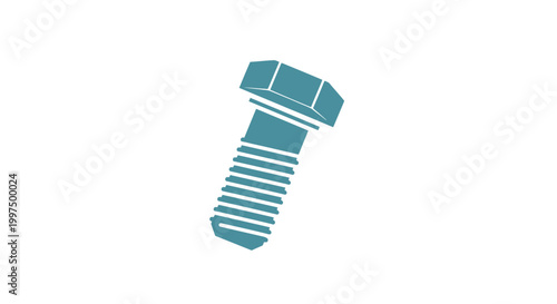 Teal colored metal screw fastener hardware.