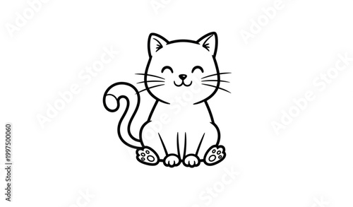Cute cat doodle vector illustration sitting cartoon kitten