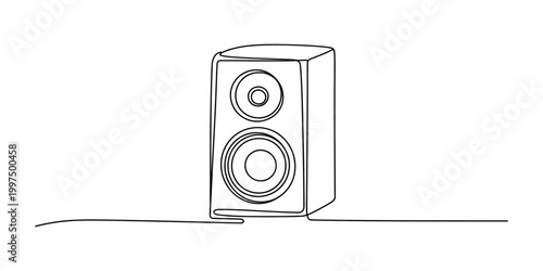 continuous one line drawing Vector speaker icon, audio equipment symbol, sound system illustration, music speaker graphic