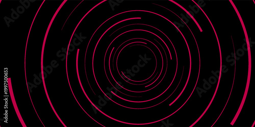 3D red black dynamic techno background on dark space. Tech banner with rotating circles style decoration. Modern graphic design element. Motion lines concept for web, flyer, card, or brochure cover