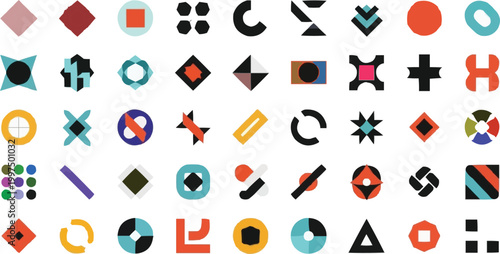 Seamless pattern with 3d red number vector icons set featuring business signs and web buttons with arrow symbols for modern website interface design