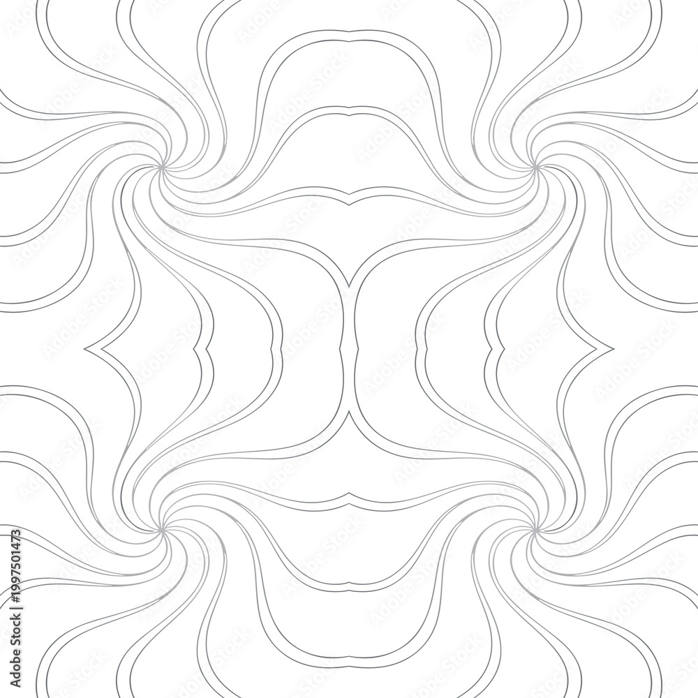 Fototapeta premium Abstract Symmetrical Swirl Line Seamless Pattern
