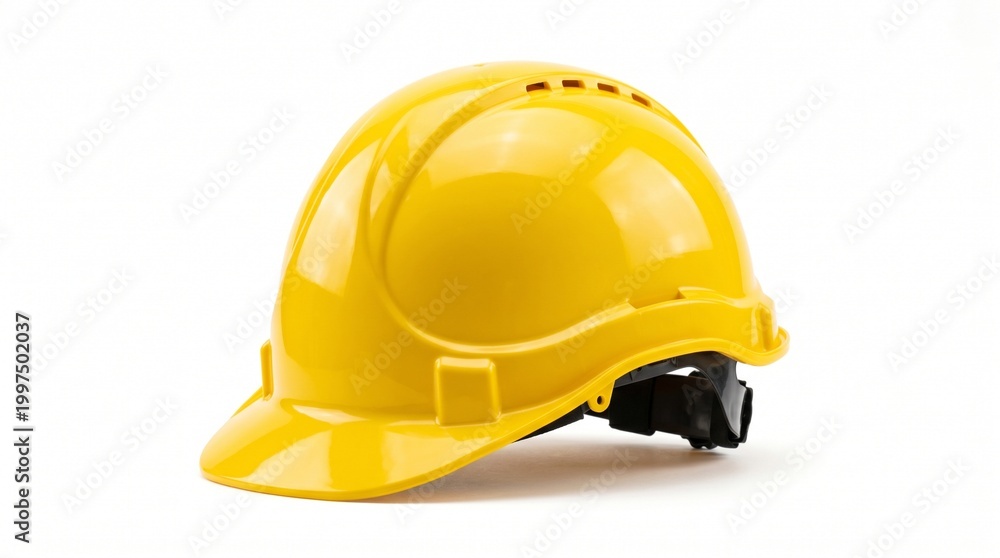 Fototapeta premium Yellow Construction Hard Hat Isolated on White