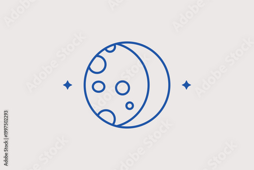 Full moon with craters line icon for clear night skies and astronomical lunar phases. Detailed vector illustration for space education platforms and nocturnal schedule planning.