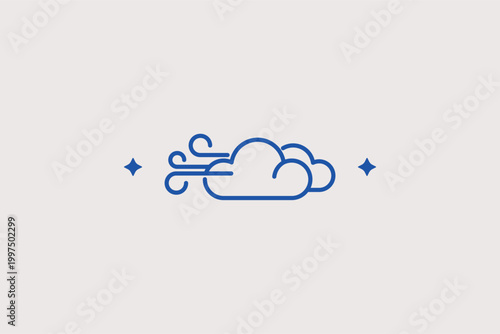 Wind line icon for breeze flow and atmospheric air movement. Minimalist vector illustration for air quality monitoring sites and ventilation system control panels.