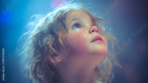 Genuine childish wonder, soft focus, unearthly atmosphere, tears of joy or awe.