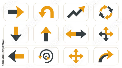 Business growth and strategy icons set in flat style