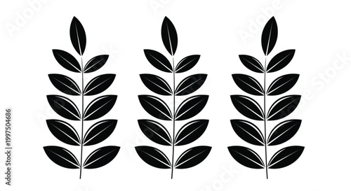 Minimal botanical leaf vector set with black plant branches for modern branding logos decor and clean natural design use