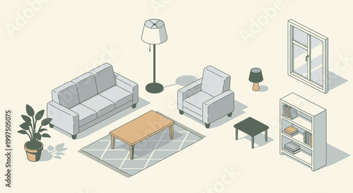 Cozy Living Room Interior with Modern Furniture and Natural Light