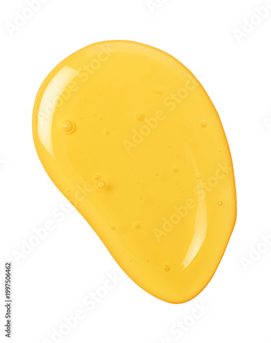 Golden liquid honey drop on transparent background