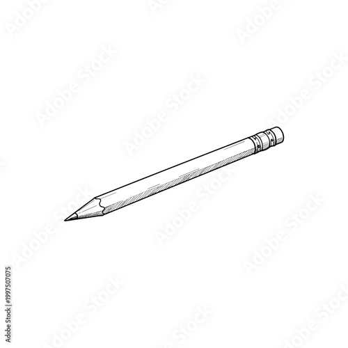 Simple pencil sketch in black and white on plain background  