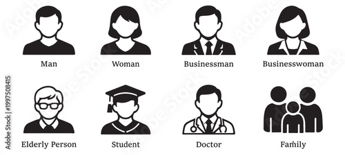Vector Set of People Silhouettes Business Team Icons and Human Avatar Illustrations