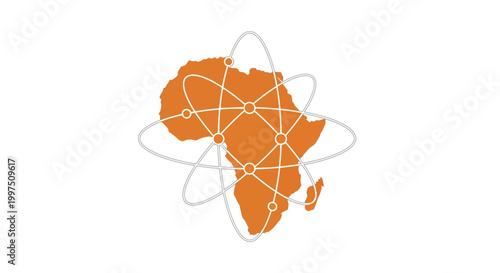 Quadro su tela Africa continent network connections map.
