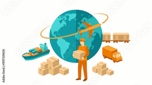 Global logistics and delivery services with various transportation modes