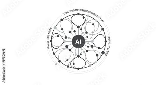Artificial intelligence neural network diagram.