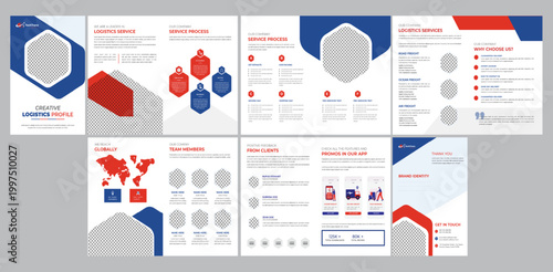 Logistics company profile brochure design template layout