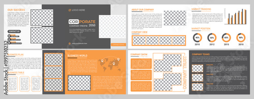 Landscape format corporate company profile brochure design template