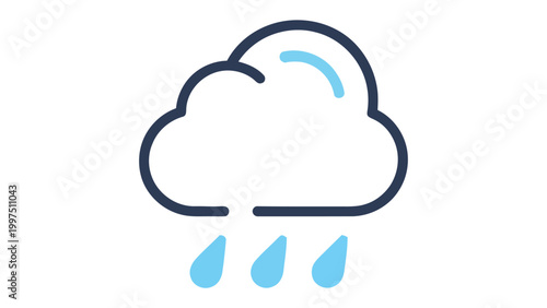 Cloudburst Icon: An elegant icon of a dark-outlined cloud pouring rain, perfectly representing weather patterns.