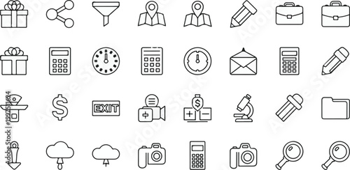 Large Set of Business Line Icons for Corporate and Commercial Applications