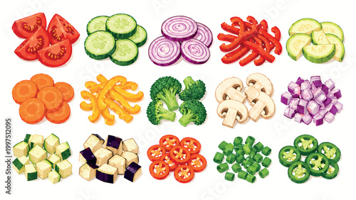 Chopped Vegetables Slices Healthy Cooking Ingredients Collection