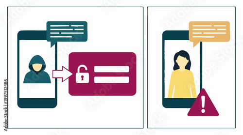 Cybersecurity phishing attack and online security warning concept