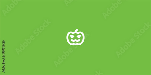 Green eco friendly sign with pumpkin vector icon illustration 