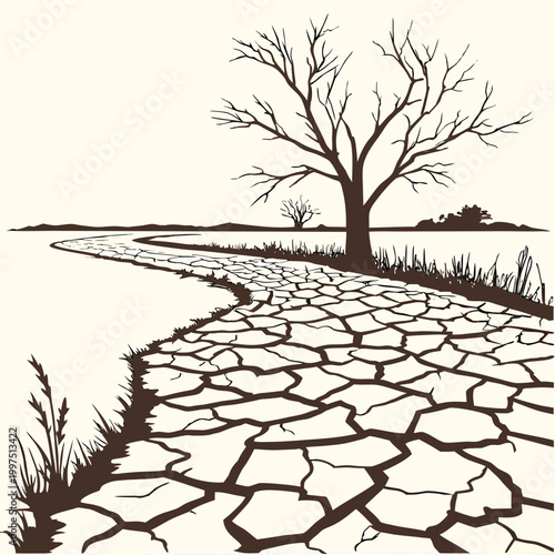 Dry cracked earth landscape drought nature environment